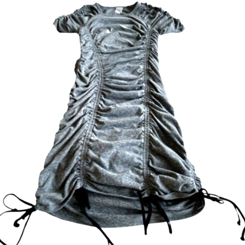 Cinq à Sept Gray Ruched Drawstring Mini Dress M